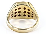Champagne Diamond 18k Yellow Gold Over Sterling Silver Mens Compass Ring 0.45ctw