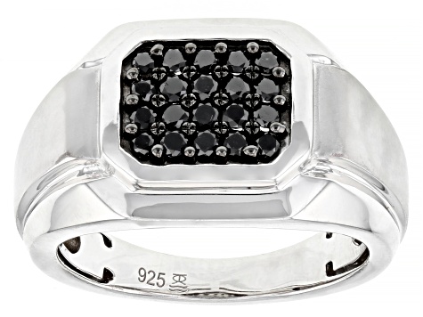 Black Diamond Rhodium Over Sterling Silver Mens Ring 0.50ctw - DSD090 ...