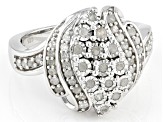 White Diamond Rhodium Over Sterling Silver Cluster Ring 0.60ctw