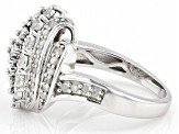 White Diamond Rhodium Over Sterling Silver Cluster Ring 0.60ctw