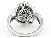 White Diamond Rhodium Over Sterling Silver Cluster Ring 0.60ctw