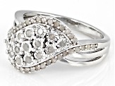 White Diamond Rhodium Over Sterling Silver Cluster Ring 0.60ctw