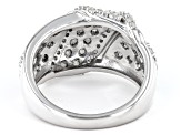 White Diamond Rhodium Over Sterling Silver Cluster Crossover Ring 0.75ctw