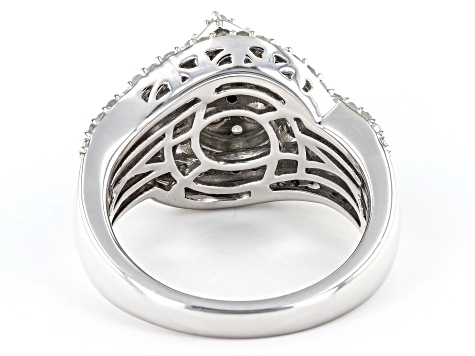 White Diamond Rhodium Over Sterling Silver Cluster Ring 1.30ctw