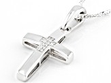White Diamond Accent Rhodium Over Sterling Silver Cross Pendant with 18" Singapore Chain