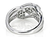 White Diamond Rhodium Over Sterling Silver Crossover Ring 0.20ctw