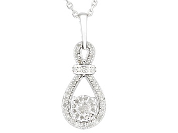 Picture of White Diamond Rhodium Over Sterling Silver Pendant With 18" Cable Chain 0.25ctw