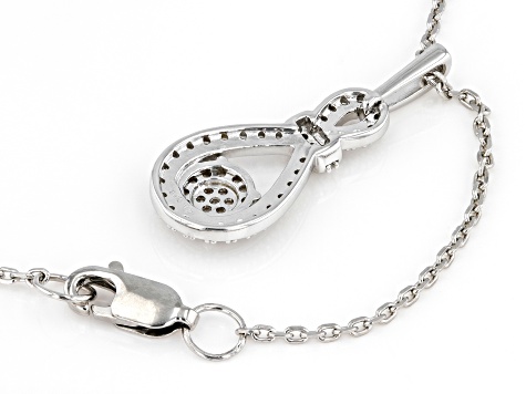 White Diamond Rhodium Over Sterling Silver Pendant With 18" Cable Chain 0.25ctw