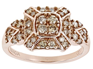 Picture of Champagne Diamond 18k Rose Gold Over Sterling Silver Cluster Ring 0.75ctw