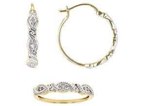 White Diamond Accent 14k Yellow Gold Over Sterling Silver Ring And Earring Jewelry Set