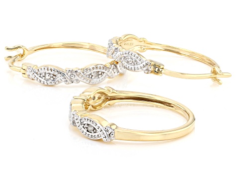 White Diamond Accent 14k Yellow Gold Over Sterling Silver Ring And Earring Jewelry Set