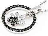 Black Diamond Rhodium Over Sterling Silver Paw Pendant With 18" Rope Chain 0.30ctw