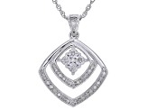 White Diamond Rhodium Over Sterling Silver Drop Pendant With 18" Rope Chain 0.10ctw