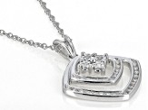 White Diamond Rhodium Over Sterling Silver Drop Pendant With 18" Rope Chain 0.10ctw