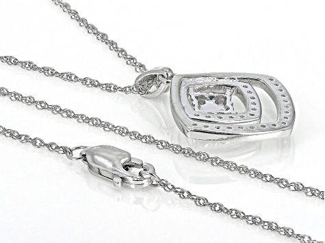 White Diamond Rhodium Over Sterling Silver Drop Pendant With 18" Rope Chain 0.10ctw