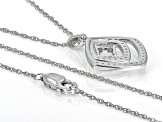 White Diamond Rhodium Over Sterling Silver Drop Pendant With 18" Rope Chain 0.10ctw