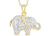 White Diamond Accent 18k Yellow Gold Over Sterling Silver Elephant Pendant With 18" Cable Chain