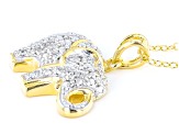 White Diamond Accent 18k Yellow Gold Over Sterling Silver Elephant Pendant With 18" Cable Chain