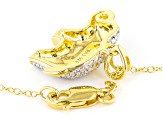 White Diamond Accent 18k Yellow Gold Over Sterling Silver Elephant Pendant With 18" Cable Chain