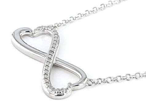 White Diamond Accent Rhodium Over Sterling Silver Infinity Heart ...