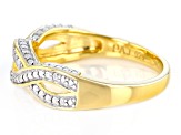 White Diamond Accent 18k Yellow Gold Over Sterling Silver Crossover Band Ring