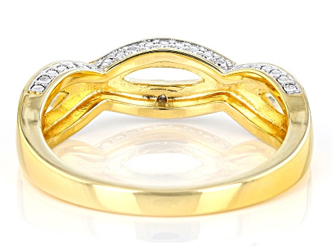 White Diamond Accent 18k Yellow Gold Over Sterling Silver Crossover Band Ring