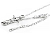 White Diamond Accent Rhodium Over Sterling Silver Cross Pendant With 18" Singapore Chain