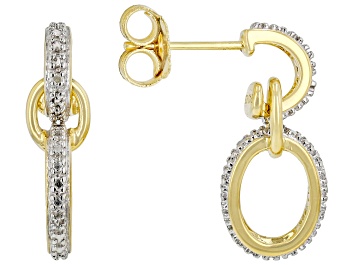 Picture of White Diamond Accent 18k Yellow Gold Over Sterling Silver Convertible Earrings