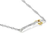 White Diamond Rhodium And 18k Yellow Gold Over Sterling Silver Heart Necklace 0.10ctw