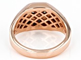 Champagne Diamond 18k Rose Gold Over Sterling Silver Mens Cross Ring 0.15ctw