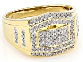 White Diamond 14k Yellow Gold Over Sterling Silver Mens Wide Band Cluster Ring 0.40ctw