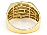 White Diamond 14k Yellow Gold Over Sterling Silver Mens Wide Band Cluster Ring 0.40ctw