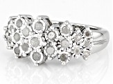 White Diamond Rhodium Over Sterling Silver Cluster Ring 0.45ctw