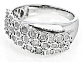 White Diamond Rhodium Over Sterling Silver Cluster Ring 0.50ctw