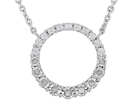 White Diamond Accent Rhodium Over Sterling Silver Circle Necklace