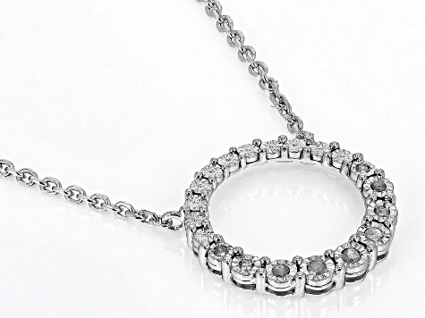 White Diamond Accent Rhodium Over Sterling Silver Circle Necklace ...