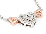 White Diamond Rhodium And 14k Rose Gold Over Sterling Silver Heart Necklace 0.10ctw