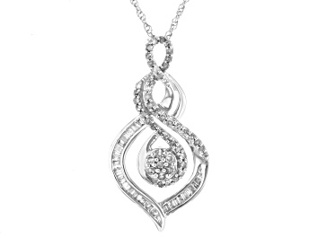 Picture of White Diamond Rhodium Over Sterling Silver Slide Pendant With 18" Rope Chain 0.50ctw