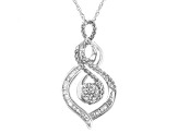 White Diamond Rhodium Over Sterling Silver Slide Pendant With 18" Rope Chain 0.50ctw