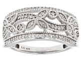 White Diamond Rhodium Over Sterling Silver Band Ring 0.30ctw