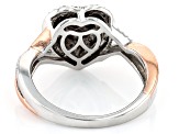 White Diamond Rhodium And 14k Rose Gold Over Sterling Silver Heart Ring 0.15ctw