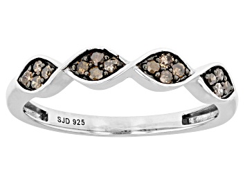 Picture of Champagne Diamond Rhodium Over Sterling Silver Band Ring 0.20ctw