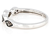 Champagne Diamond Rhodium Over Sterling Silver Band Ring 0.20ctw