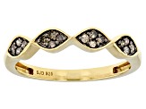 Champagne Diamond 14k Yellow Gold Over Sterling Silver Band Ring 0.20ctw