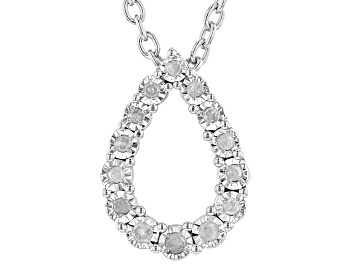 Picture of White Diamond Rhodium Over Sterling Silver Teardrop Pendant With 18" Cable Chain 0.10ctw