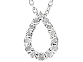 White Diamond Rhodium Over Sterling Silver Teardrop Pendant With 18" Cable Chain 0.10ctw
