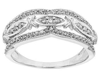 Picture of White Diamond Rhodium Over Sterling Silver Band Ring 0.33ctw