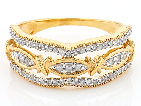 White Diamond 14k Yellow Gold Over Sterling Silver Band Ring 0.33ctw