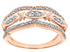 White Diamond 14k Rose Gold Over Sterling Silver Band Ring 0.33ctw