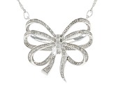 White Diamond Rhodium Over Sterling Silver Bow Necklace 0.55ctw